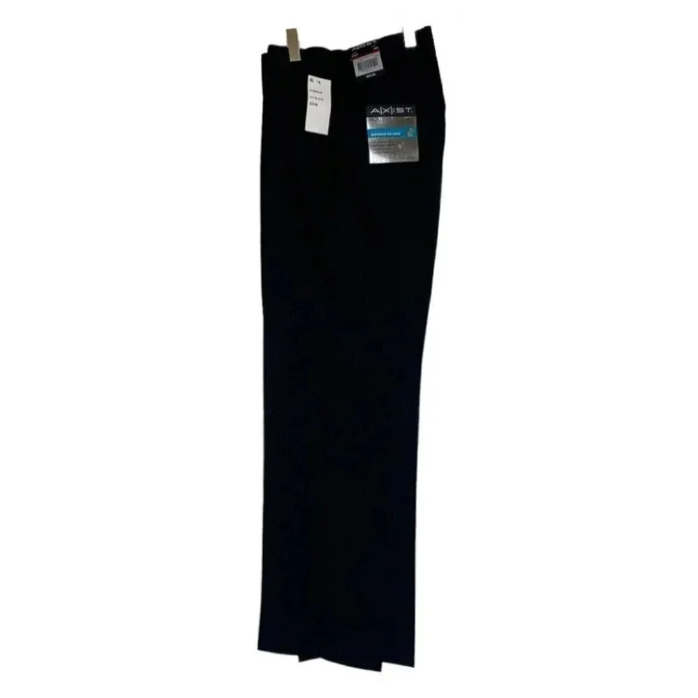 Axist 33x30” no-iron straight leg flat front black mens‎ dress pants New